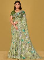 Soft Organza Multi Colour Wedding Wear Printed Saree